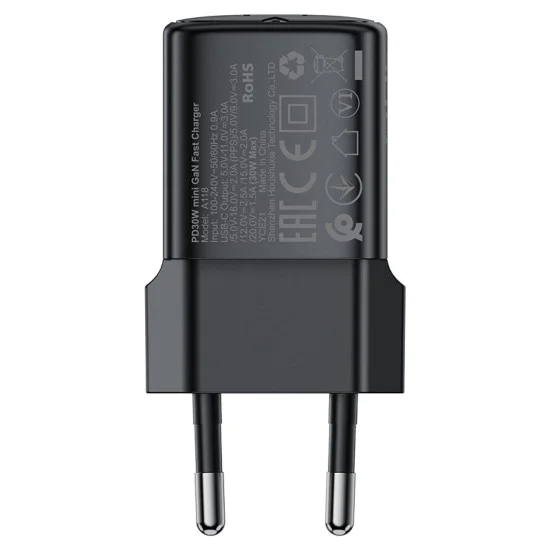 Зарядно за стена – Acefast A118 – GaN, Fast Charge, PD30W, мини дизайн, USB-C изход – Черен