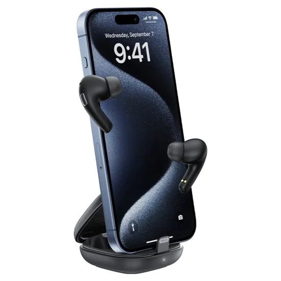 Слушалки – Acefast W4 – In-ear TWS, Bluetooth 5.4, ENC шумопотискане, вградена стойка за телефон, IPX4, 350mAh – Бежов