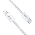 Blueo - Кабел за данни - Type-C към Lightning, бързо зареждане, оплетен, 1.2 м - Бял