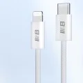 Blueo - Кабел за данни - Type-C към Lightning, бързо зареждане, оплетен, 1.2 м - Бял