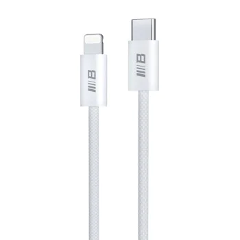 Blueo - Кабел за данни - Type-C към Lightning, бързо зареждане, оплетен, 2 м - Бял