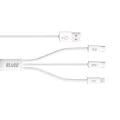 Blueo - 3в1 кабел за данни - USB-A към 2x Type-C, Lightning, бързо зареждане, оплетен - бял
