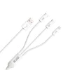 Blueo - 3в1 кабел за данни - USB-A към 2x Type-C, Lightning, бързо зареждане, оплетен - бял