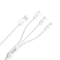 Blueo - 3в1 кабел за данни - USB-A към 2x Type-C, Lightning, бързо зареждане, оплетен - бял