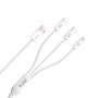 Blueo - 3в1 кабел за данни - USB-A към 2x Type-C, Lightning, бързо зареждане, оплетен - бял