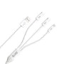 Blueo - 3в1 кабел за данни - USB-A към 2x Type-C, Lightning, бързо зареждане, оплетен - бял