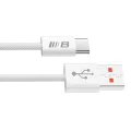 Blueo - Кабел за данни - USB-A към Type-C, оплетен, бързо зареждане, 6A - Бял