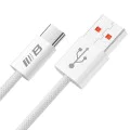 Blueo - Кабел за данни - USB-A към Type-C, оплетен, бързо зареждане, 6A - Бял