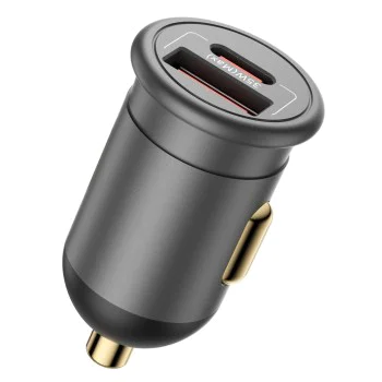 Blueo - Зарядно за кола - 1x USB, 1x Type-C, 35W, с вградени защити, за 12V до 24V DC контакт, матово покритие - сиво