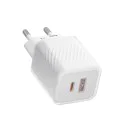 Blueo - Зарядно за стена с два порта - 1x USB, 1x Type-C, GaN технология, бързо зареждане, елегантен завършек, PD3.0, 35W - бяло