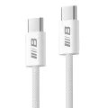 Blueo - Кабел за данни - Type-C към Type-C, бързо зареждане, оплетен, 1.2 м - Бял