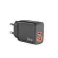 Techsuit - Зарядно за стена Duonix30W (CH1) - Type-C, USB, Двойно зарядно за пътуване 30W - Черно
