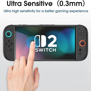 Протектор за Nintendo Switch 2, устойчив на 9H - Techsuit - (2 броя) Premium Tempered Glass SwitchAura с апликатор (NS1) - Прозрачен