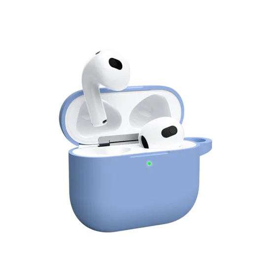 Калъф за AirPods 3 - течен силиконов защитен калъф - тъмносин