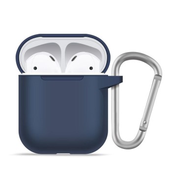 Калъф за AirPods 1 - Защитен калъф от течен силикон - тъмносин