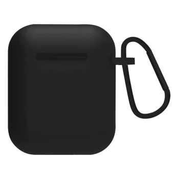 Калъф за AirPods 1 - течен силиконов защитен калъф - черен