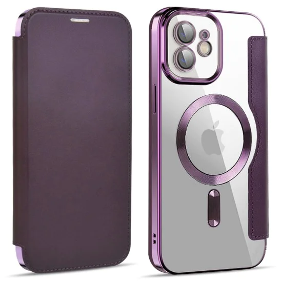 Калъф за iPhone 12 - SmartMag Book Case - Лилав