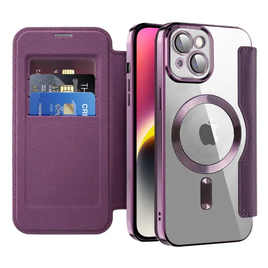 Калъф за iPhone 14 - SmartMag Book Case - Лилав