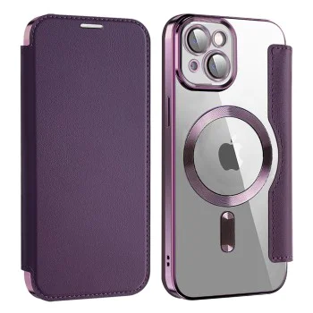 Калъф за iPhone 15 Plus - SmartMag Book Case - Лилав