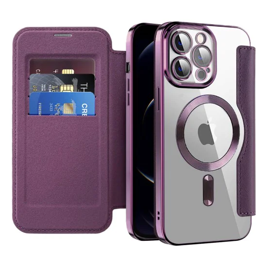 Калъф за iPhone 12 Pro - SmartMag Book Case - Лилав