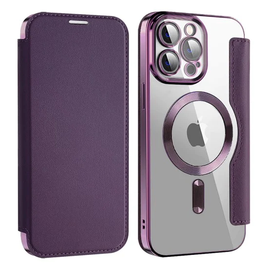 Калъф за iPhone 13 Pro Max - SmartMag Book Case - Лилав