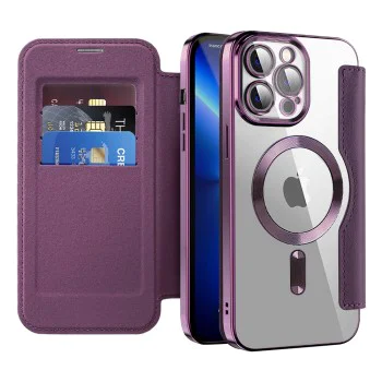 Калъф за iPhone 13 Pro Max - SmartMag Book Case - Лилав