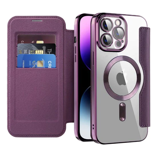 Калъф за iPhone 14 Pro Max - SmartMag Book Case - Лилав