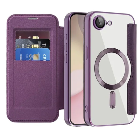 Калъф за iPhone 16e - SmartMag Book Case - Лилав