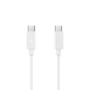 Spigen - Кабел за данни Essential (EB6010CC) - Бързо зареждане, 2x Type-C, 60W, 480Mbps, 1m - Бял