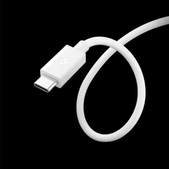 Spigen - Кабел за данни Essential (EB6020CC) - Бързо зареждане, 2x Type-C, 60W, 480Mbps, 2 м - Бял