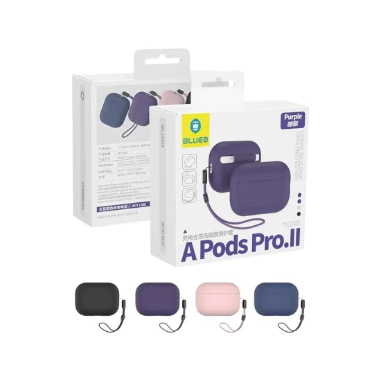Калъф за AirPods Pro 2 - Защитен калъф от течен силикон - лилав