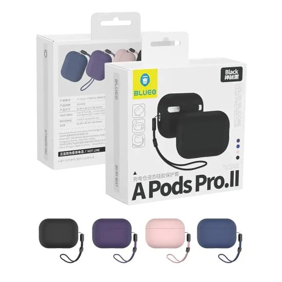 Калъф за AirPods Pro 2 - Защитен калъф от течен силикон - черен