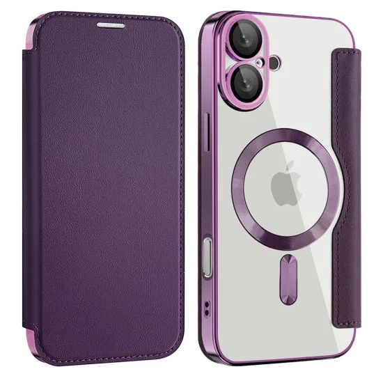 Калъф за iPhone 16 Plus - SmartMag Book Case - Лилав