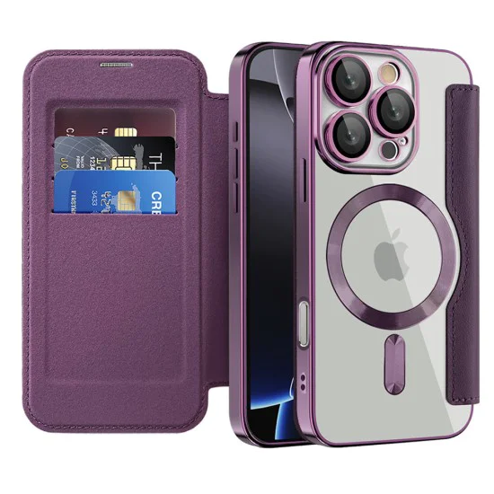 Калъф за iPhone 16 Pro - SmartMag Book Case - Лилав