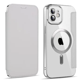 Калъф за iPhone 12 - SmartMag Book Case - Сив