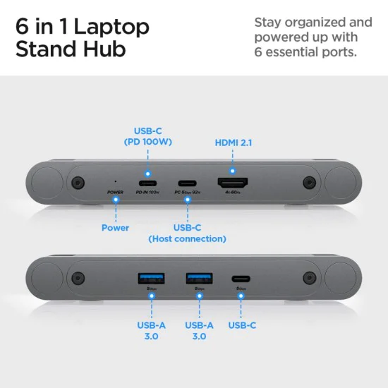 Стойка за лаптоп (LD204H) - в хъб 2x USB, 3x тип