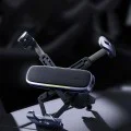 Baseus - Държач за кола (C40483401813-00) - за телефон/таблет, кожено покритие, прибиращи се рамена, автоматично затягане - черно-сребристо