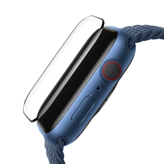 Протектор за Apple Watch 7/8 (45 мм) - високомолекулен протектор за екран с локатор за отстраняване на прах - черен