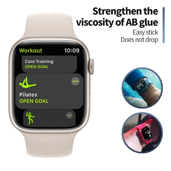 Протектор за Apple Watch 7/8 (45 мм) - високомолекулен протектор за екран с локатор за отстраняване на прах - черен