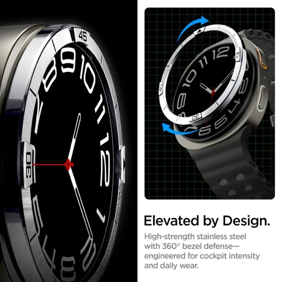 Протектор за Samsung Galaxy Watch8 44mm, неръждаема стомана - Bezel Tune Pilot - сребрист