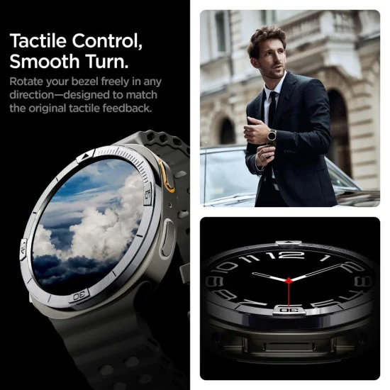 Протектор за Samsung Galaxy Watch8 44mm, неръждаема стомана - Bezel Tune Pilot - сребрист