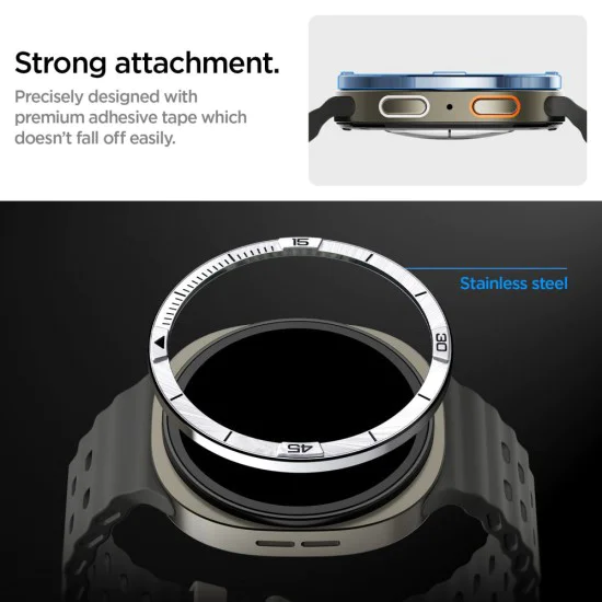Протектор за Samsung Galaxy Watch8 44mm, неръждаема стомана - Bezel Tune Pilot - сребрист