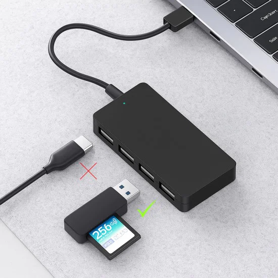 Techsuit - Докинг станция QuantumNode 4 в 1 (H16) - USB-C към 4x USB 3.0, ABS - Черна