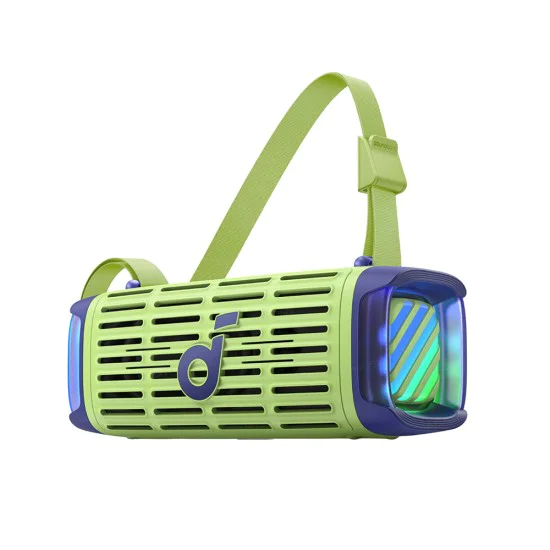 Синthoot Тон Колона, Lightshow, 50W, 16H време за възпроизвеждане, IP68, 2x мощност на баса - безжичен високоговорител Soundcore Boom 3i (D5100060) - зелен