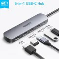Anker - Докинг станция (A8357HA0) - 5 в 1, USB-C, 2x USB-A 2.0, 1x USB-A 3.0, 4K HDMI, 5Gbps, 90W - Черна