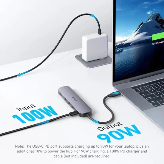 Anker - Докинг станция (A8357HA0) - 5 в 1, USB-C, 2x USB-A 2.0, 1x USB-A 3.0, 4K HDMI, 5Gbps, 90W - Черна