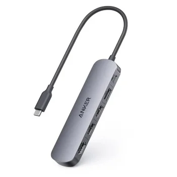 Anker - Докинг станция (A8357HA0) - 5 в 1, USB-C, 2x USB-A 2.0, 1x USB-A 3.0, 4K HDMI, 5Gbps, 90W - Черна