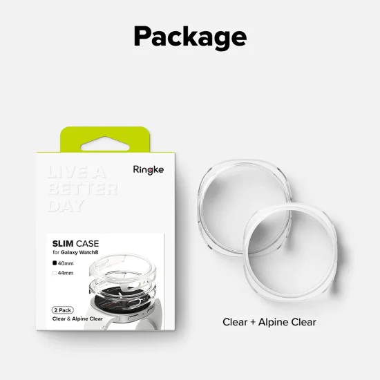 Калъф (2 бр.) – Slim – Samsung Galaxy Watch8 40mm – Прозрачен / Алпийски прозрачен