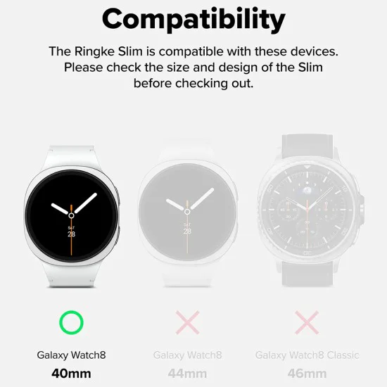 Протектор за Samsung Galaxy Watch8 40mm - Ringke - (2 броя) Тънък Протектор - Прозрачен / Матово Черен