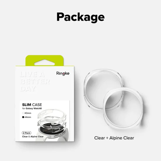 Протектор за Samsung Galaxy Watch8 44mm - Ringke - (2 броя) Тънък Протектор - Прозрачен / Алпийско Прозрачен